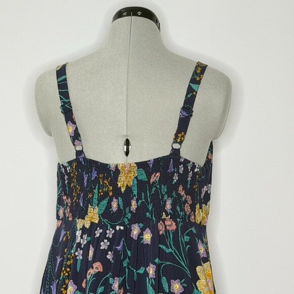 Old Navy Navy Blue Floral Sleeveless Ruffle Hem Midi Dress - Size XL - Picture 4 of 7